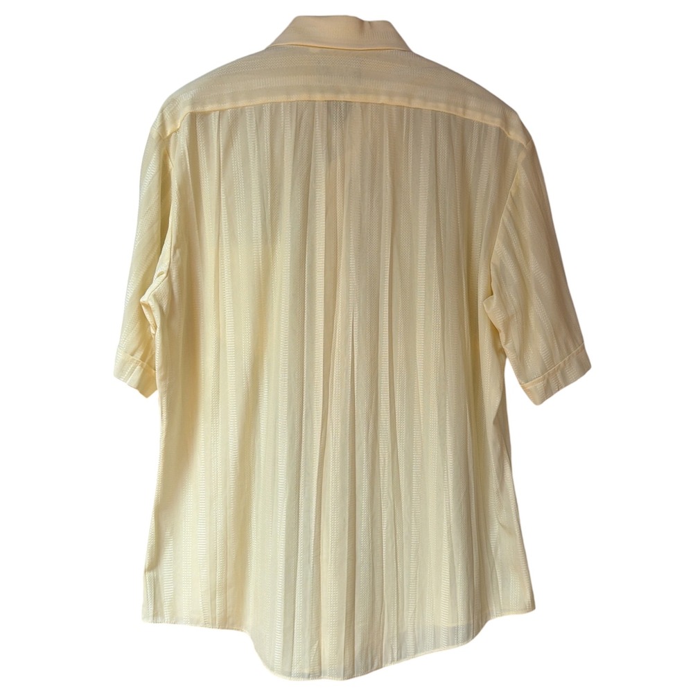 Vintage 70s Envoy Knit Shirt Mens Large Yellow Wide Collar Short Sleeve Retro - Picture 3 of 10
